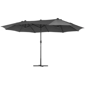 Outsunny Umbrela de gradina XXL cu picior in cruce, umbrela de dimensiuni mari 4,6L x 2,7l x 2,4H cm, manivela de deschidere/inchidere, otel, poliester de inalta densitate, gri | Aosom Romania imagine