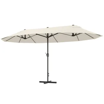 Outsunny Umbrela de gradina XXL cu picior in cruce umbrela marime mare 4,6L x 2,7l x 2,4H cm otel poliester crem | Aosom Romania imagine