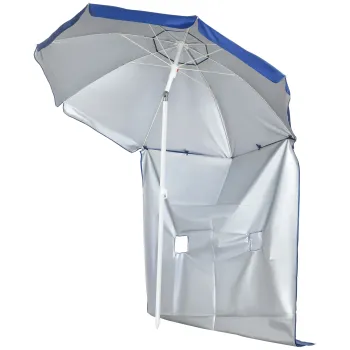 Outsunny Umbrela de Plaja cu Acoperis Inclinabil la 45?, Ferestre si 2 Buzunare, O191x211 cm, Albastru | Aosom Romania imagine