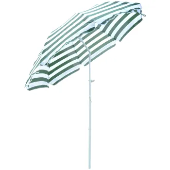 Outsunny Umbrela de Plaja cu Acoperis Inclinabil la 45?, O1.8x2 m, Verde si Alb | Aosom Romania imagine