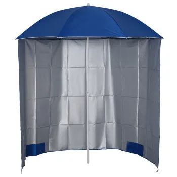 Outsunny Umbrela de Plaja cu Perdea Laterala, Saculeti pentru Nisip si Tarusi, O220x220 cm, Albastru | Aosom Romania imagine