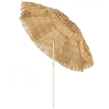 Outsunny Umbrela de plaja O 1,85 m, umbrela mare inclinabila, stil hawaian, inaltime stalp reglabila, sac de transport, kaki | Aosom Romania imagine