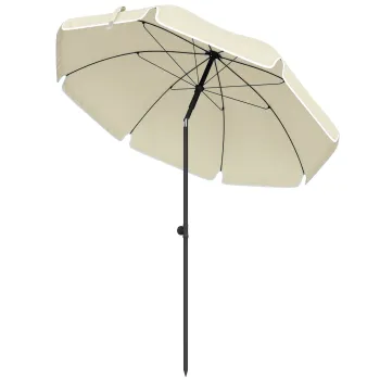 Outsunny Umbrela de plaja O150 cm rezistenta la apa pliabila umbrela de plaja cu ancora de nisip inclinare reglabila geanta de transport bej | Aosom Romania imagine