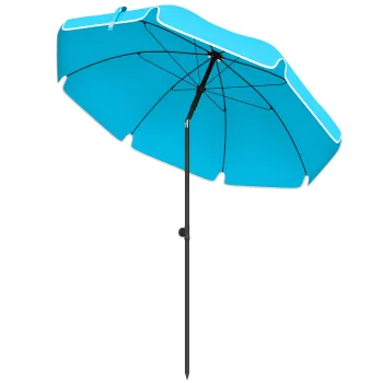 Outsunny Umbrela de plaja O150 cm rezistenta la apa pliabila umbrela pentru plaja cu ancora de nisip inclinare reglabila husa Albastru | Aosom Romania imagine