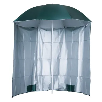 Outsunny Umbrela de Plaja si de Gradina ?220cm cu Perdea parasolara di Poliester si Metal, Verde inchis imagine