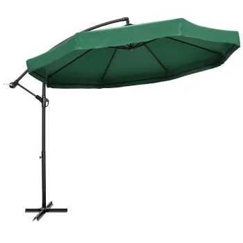 Outsunny Umbrela de Soare cu Plasa de Tantari, Umbrela de Soare cu Deschidere Manivela si Baza Transversala, 295x295x240 cm, Verde imagine