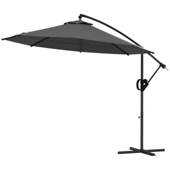 Outsunny Umbrela de soare cu suspensie, inclusiv baza in forma de cruce, 293 x 293 x 260 cm, Gri | Aosom Romania imagine