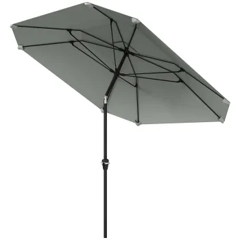 Outsunny Umbrela de soare de 2,3 m fara baza, Umbrela de terasa ajustabila cu manivela, Poliester, Aluminiu, Fibra de sticla, Gri inchis | Aosom Romania imagine