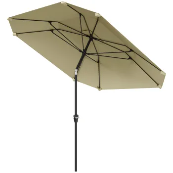 Outsunny Umbrela de soare de 2,3 m fara baza, umbrela de terasa reglabila cu manivela, poliester, aluminiu, fibra de sticla, bej | Aosom Romania imagine