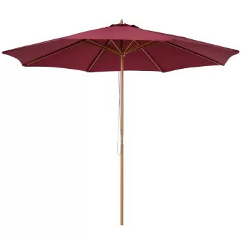 Outsunny Umbrela de soare de gradina cu acoperis dublu din bambus si poliester, rosu ?3x2,5m | AOSOM.RO imagine