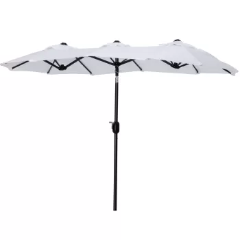 Outsunny Umbrela de soare de gradina dubla, copertina cu orificii cu ventilatie si 12 nervuri, 285x147x227cm, alb | AOSOM RO imagine