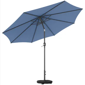 Outsunny Umbrela de soare O295 cm, UV 30+ umbrela rotunda pentru balcon, umbrela de plaja, umbrela de piata pentru plaja balcon gradina, Albastru | Aosom Romania imagine