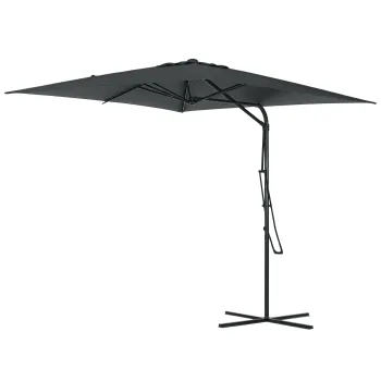 Outsunny Umbrela de soare patrata de exterior 2,5 x 2,5 m, umbrela de gradina protectie UV baza cruciforma inclusa gri inchis | Aosom Romania imagine