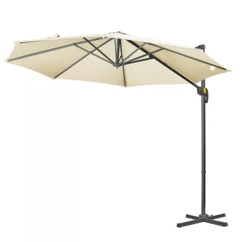 Outsunny Umbrela de Soare pentru Gradina Descentrata cu Inclinare Reglabila si Pivotanta la 360?, O293x248cm Alb Crem | AOSOM RO imagine
