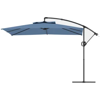 Outsunny Umbrela de Soare Suspendata cu Rotire la 360?, Maner cu Manivela si Inclinare, 300x325x230 cm, Kaki | Aosom Romania imagine