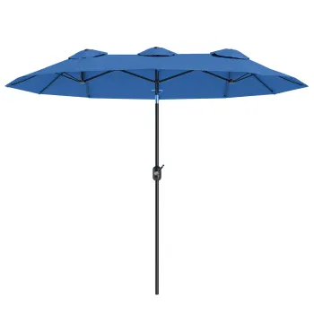 Outsunny Umbrela de soare, umbrela de gradina, inclinabila, cu manivela, capota de ventilatie, Polyester+Stahl, Marineblau, 295 x 152 cm | Aosom Romania imagine
