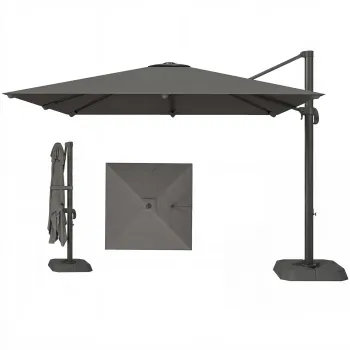 Outsunny Umbrela Decentralizata de Gradina cu Manivela 3x3m si Baza cu Greutati Umplibile, Umbrela de Exterior Patrata Inclinabila si Rotativa 360?, din Aluminiu pentru Terasa sau Piscina, UV30+, Gri Inchis | Aosom Romania imagine