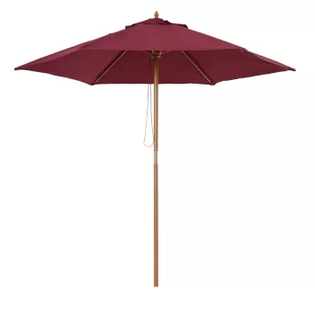 Outsunny Umbrela din lemn pentru soare, bordo, ?2.5m | AOSOM RO imagine