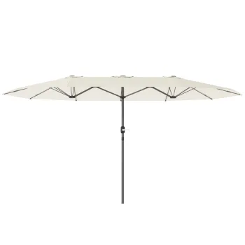 Outsunny Umbrela dubla 436 x 260 cm, Protectie UV, Umbrela de otel cu manivela, Ovala Bej | Aosom Romania imagine
