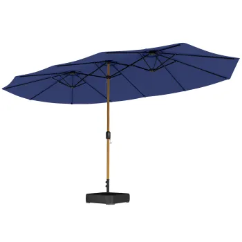 Outsunny Umbrela dubla de gradina 4,6x2,6 m cu baza inclusa manivela saci cu nisip protectie UV impermeabil bleumarin | Aosom Romania imagine