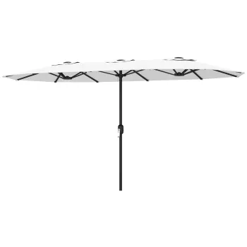 Outsunny Umbrela Dubla de Gradina 4,6x2,6 m cu Manivela Manuala Protectie UV50+ Husa Rezistenta la Apa Alb | Aosom Romania imagine