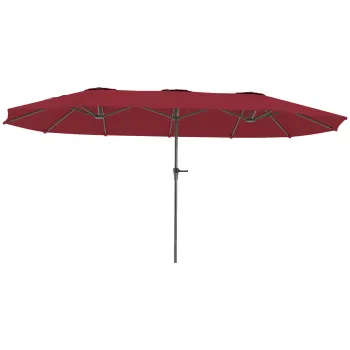 Outsunny Umbrela Dubla de Gradina cu 12 Spite, Orificii de Ventilatie si Manivela, 400x220x234 cm, Rosu Vin | Aosom Romania imagine