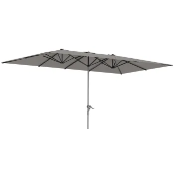 Outsunny Umbrela Dubla de Gradina cu Manivela si 12 Spite din Aluminiu si Poliester, 4.5x2.6 m, Gri Inchis | Aosom Romania imagine