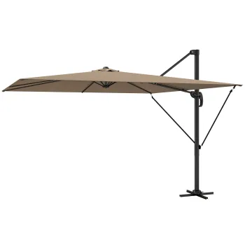 Outsunny Umbrela excentrica 290x290 cm din aluminiu cu manivela inclinare reglabila rotativa 360? baza incrucisata si husa Kaki | Aosom Romania imagine