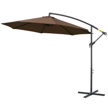 Outsunny Umbrela Exterioara cu Manivela, din Otel si Poliester Rezistent la UV, O295x245 cm, Alb Crem | Aosom Romania imagine