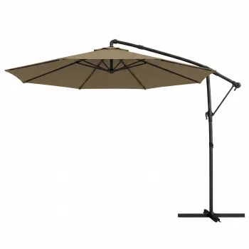 Outsunny Umbrela laterala rotunda 3 m, umbrela de gradina inclinabila cu husa de protectie, poliester protectie UV UPF50+, Kaki | Aosom Romania imagine