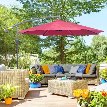Outsunny Umbrela Parasolara Decentrata in Metal, Bordeaux, ?3x2.6m imagine