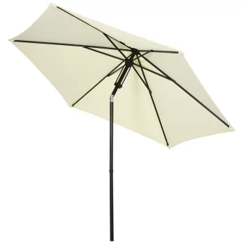 Outsunny Umbrela pentru gradina din poliester si metal cu 6 bare, cu acoperis inclinabil la 45?, O262x243 cm, bej si negru | AOSOM RO imagine