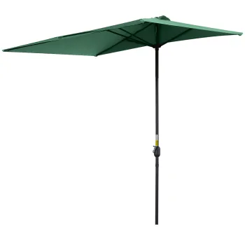 Outsunny Umbrela Semicirculara de Perete cu Deschidere cu Manivela si Orificii de Ventilatie, 230x130x245 cm, Verde | Aosom Romania imagine