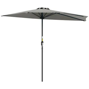 Outsunny Umbrela Semicirculara de Perete pentru Gradina cu Deschidere cu Manivela din Poliester, Gri 269x138x236cm | Aosom Romania imagine