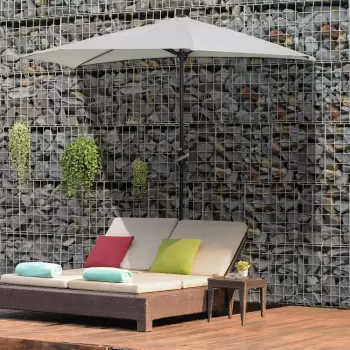 Outsunny Umbrela Semicirculara Impermeabila Protectie UV Alba 269x138x236cm imagine