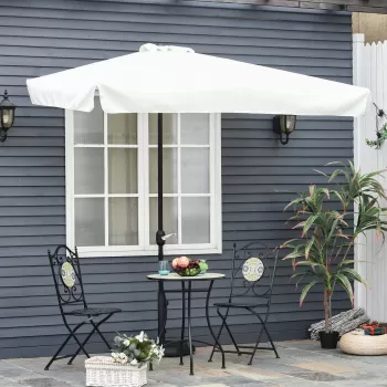 Outsunny Umbrela semicirculara pentru gradina cu manivela, 230x130x249cm, Alb Crem | Aosom Ro imagine