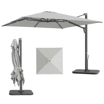 Outsunny Umbrela Suspendata 3.6x3 m Rotativa si Inclinabila Gri Deschis | Aosom Romania imagine
