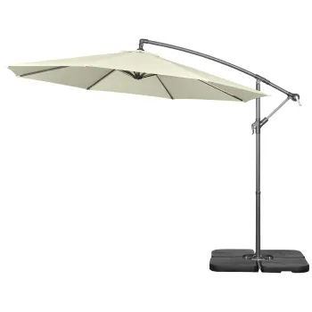 Outsunny Umbrela Suspendata cu Baza in Cruce, Greutati, Manivela si Protectie UV, O3x2.5 m, Bej | Aosom Romania imagine