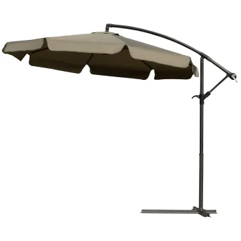 Outsunny Umbrela Suspendata cu Copertina Reglabila, Baza in Cruce, Orificii de Ventilatie si Manivela, 2.7x2.7 m, Cafeniu | Aosom Romania imagine