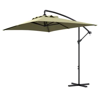 Outsunny Umbrela Suspendata cu Orificii de Ventilatie, Baza in Cruce si Manivela, 3x2 m, Bej | Aosom Romania imagine