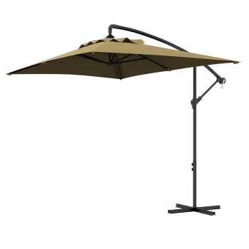 Outsunny Umbrela Suspendata cu Orificii de Ventilatie, Baza in Cruce si Manivela, 3x2 m, Maro | Aosom Romania imagine
