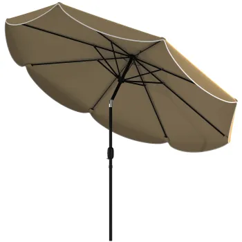 Outsunny Umbrela Terasa Exterioara O2,7 m cu Inclinare Reglabila 3 Pozitii Manivela si Volant Khaki | Aosom Romania imagine