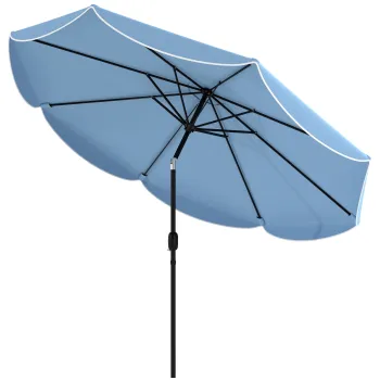 Outsunny Umbrela Terasa Exterioara O2,7 m Umbrela cu Inclinare Reglabila 3 Pozitii Manivela si Volan Albastru Deschis | Aosom Romania imagine