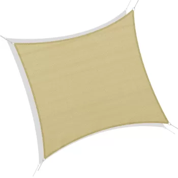 OutsunnyCopertina Parasol Sail Patrata din HDPE Impermeabil Culoare Nisip 360x360cm imagine