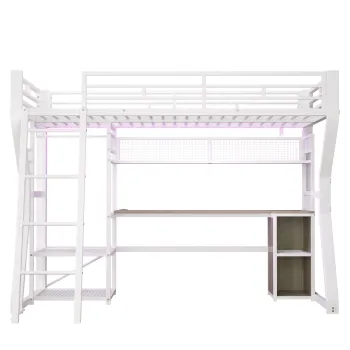Pat loft pentru saltea 90x200 cm, Alb | Aosom Romania imagine