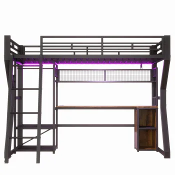 Pat loft pentru saltea 90x200 cm, Negru | Aosom Romania imagine