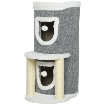 PawHut Ansamblu de joaca pentru pisici, 76 cm inaltime, cu culcusuri, pat si mingi, Gri | Aosom Romania imagine