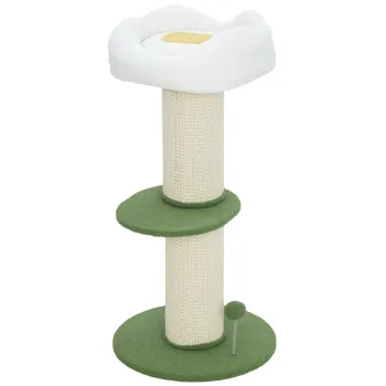 PawHut Ansamblu pentru Pisici, din Sisal si Pat in Forma de Floare Verde, 92cm | Aosom Romania imagine
