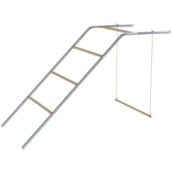 PawHut Bara de cocotare pentru gaini pe 5 nivele din lemn de pin si otel, scara si leagan, 82 x 150 x 110 cm, argintiu | Aosom Romania imagine