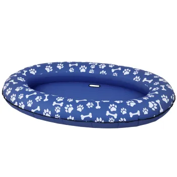 PawHut Barca gonflabila pentru caini Saltea de apa pliabila plutitoare pentru caini cu manere pentru caini pana la 40kg 155x104x25cm Albastru | Aosom Romania imagine